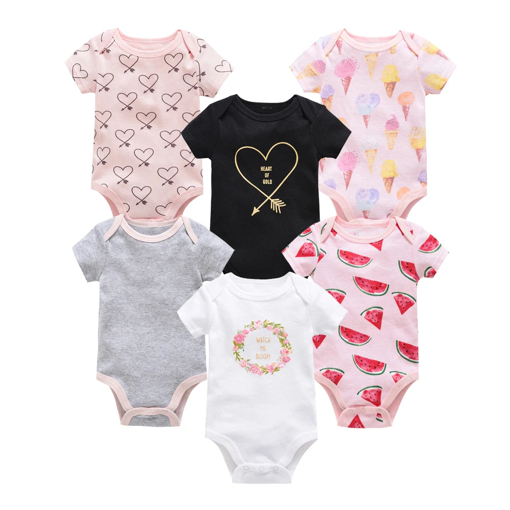 Kavkas, monos para niñas, 6/3 unidades/lote, ropa de algodón de verano para bebés, ropa de manga corta para recién nacidos, ropa para bebés de 0 a 3 meses