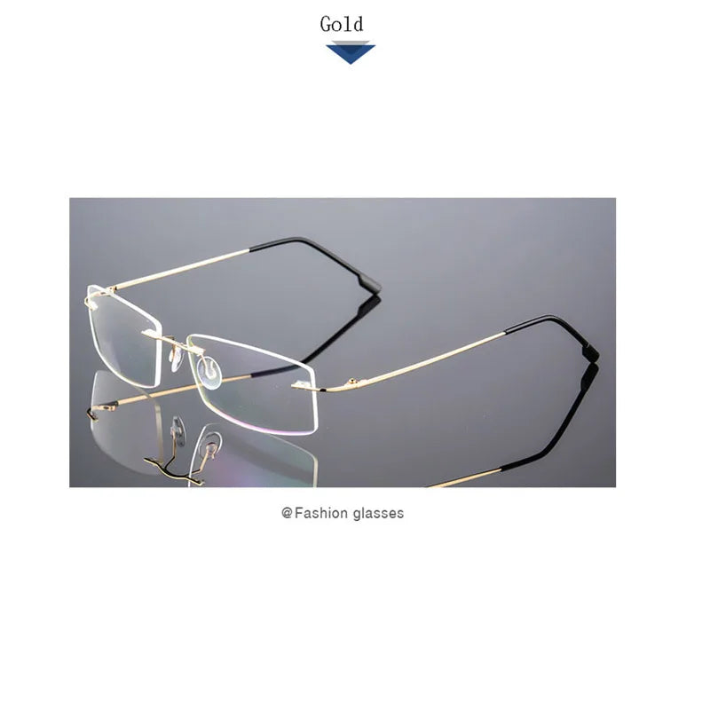 Gafas para miopía sin marco para hombre y mujer, lentes superelásticas con revestimiento verde, montura ultraligera, sin montura, 1,0-1,5-2,0 To-5,5