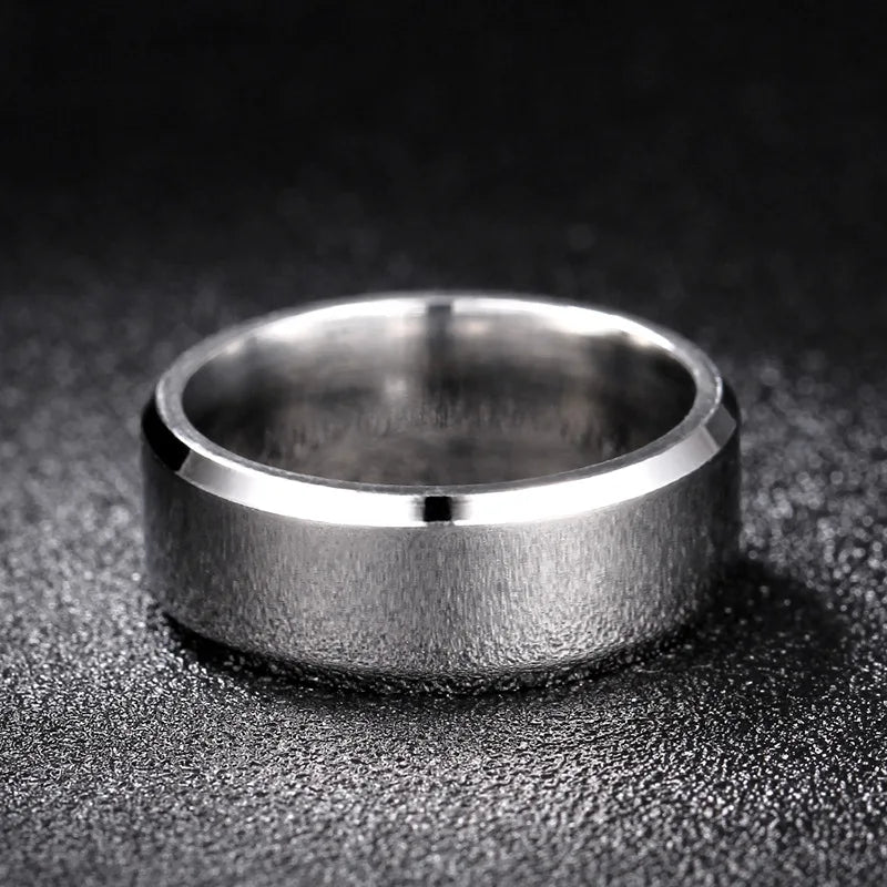 Anillo de joyería con dijes de moda para hombres y mujeres, anillos negros de acero inoxidable, banda de compromiso de boda, espejo de calidad, joyería masculina personalizada