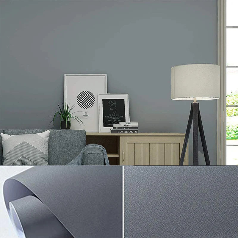 Papel tapiz impermeable de Color sólido, autoadhesivo para habitación, armario blanco y negro, pegatina de pared mate para muebles de cocina, ancho personalizable