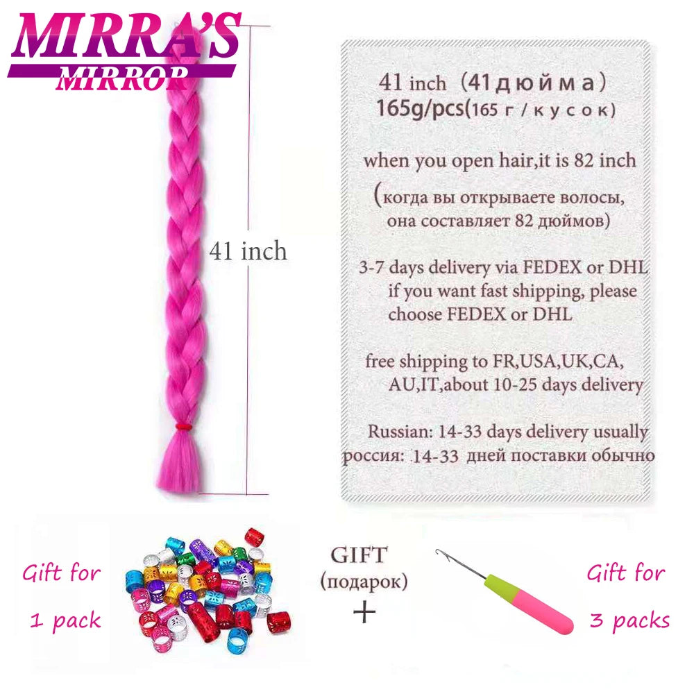 Mirra's Mirror-extensiones de cabello trenzado sintético para trenzas, pelo súper largo Jumbo de 41 pulgadas, 165 g/unid, soporte al por mayor