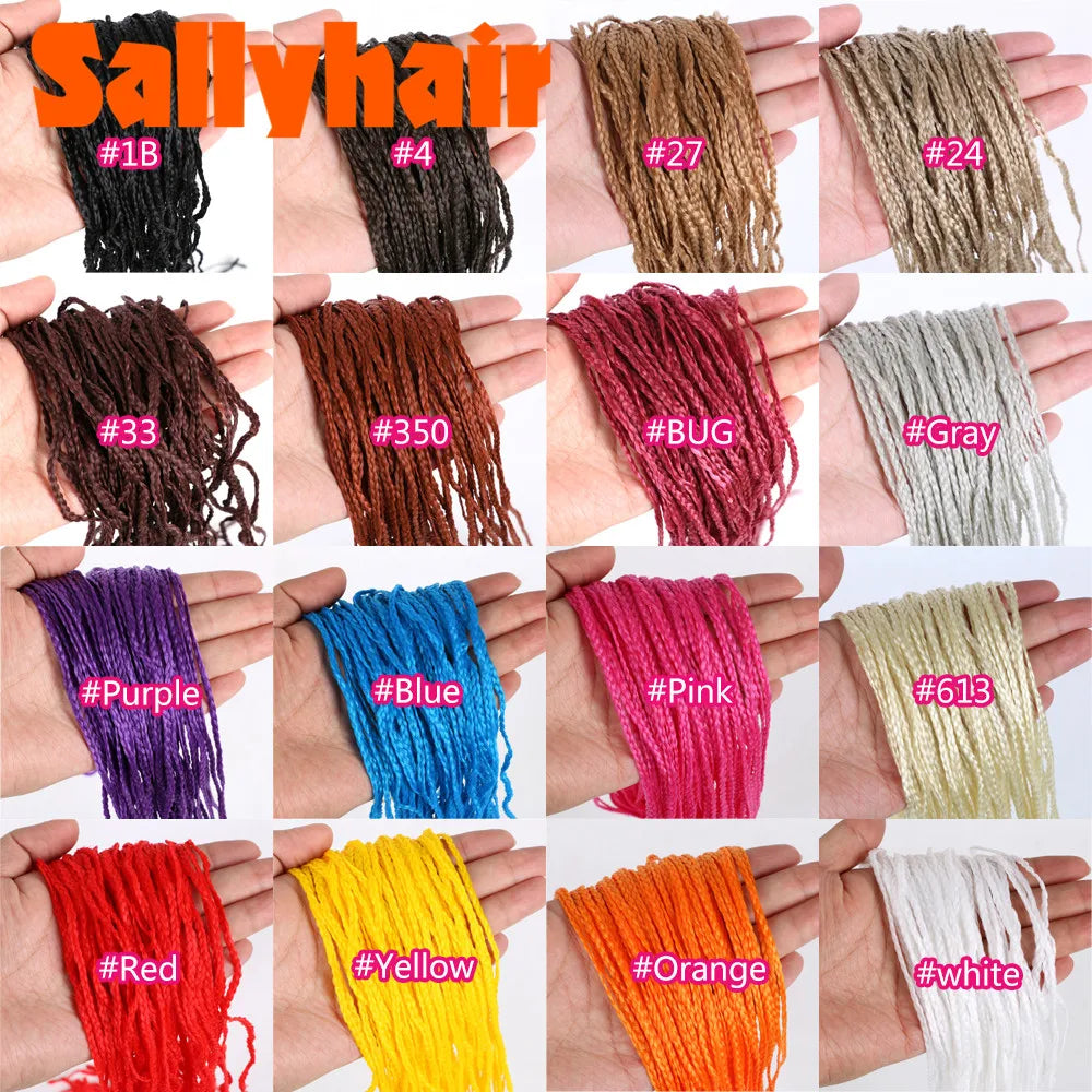 Sallyhair-trenzas sintéticas Zizi Box, trenzas delgadas de ganchillo, cabello Eunice, extensiones de cabello trenzado Zizi de colores, cabello marrón y negro