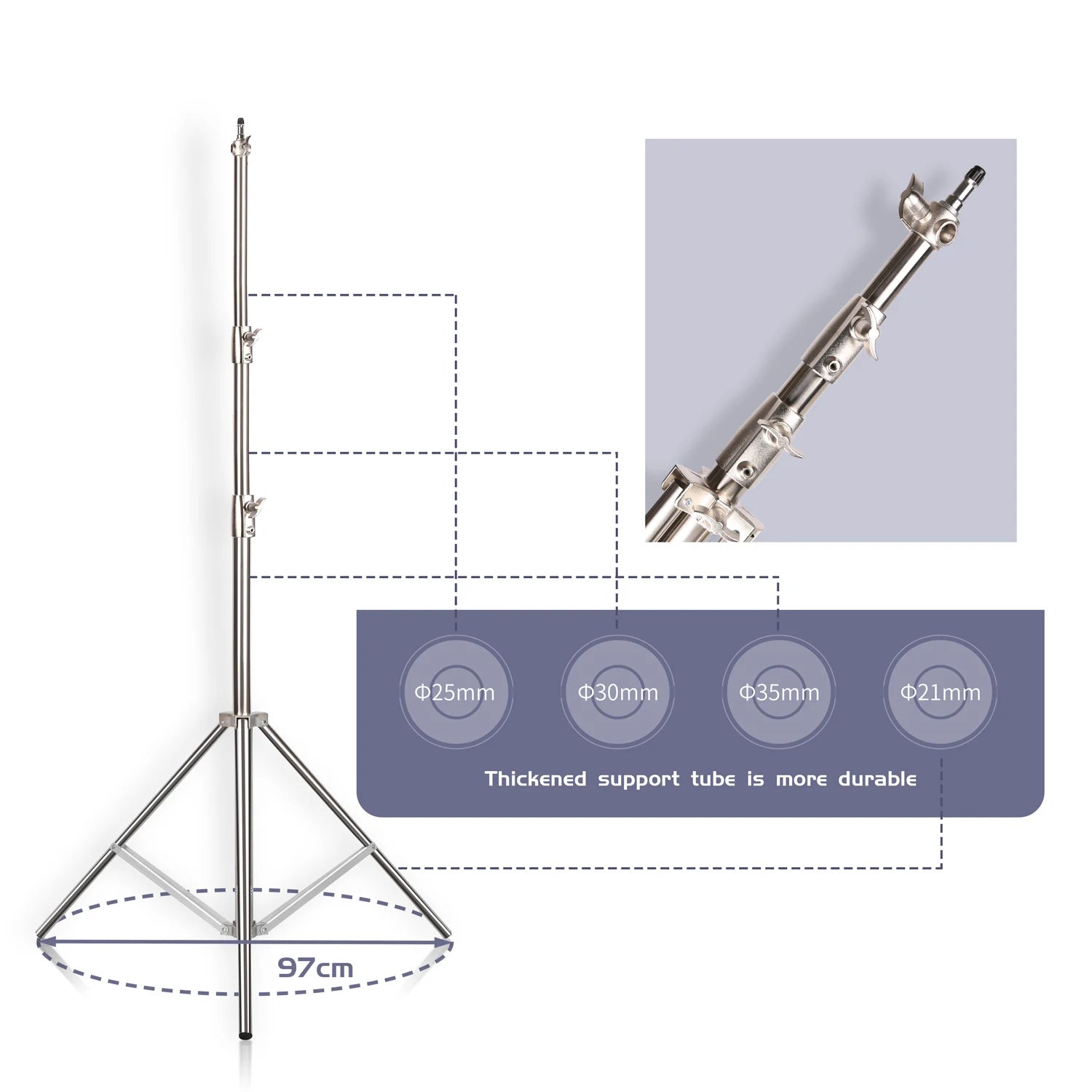 Trípode de presión de aire de 290cm con rodamiento de 10kg para cámara, soporte de luz de acero inoxidable para anillo de luz en vivo, Youtube y fotografía suave