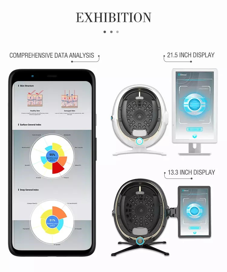 Escáner de piel 3D, analizador Facial, máquina de Monitor, espejo mágico, prueba portátil, Detector en inglés, análisis de prueba de cámara Facial