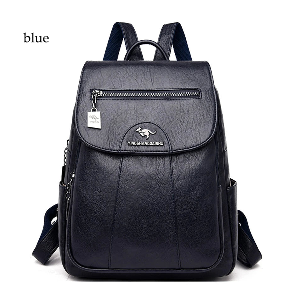 Mochila De cuero suave para mujer, bolso escolar de gran capacidad, de alta calidad, para viaje y ocio, 6 colores, color negro, novedad de 2024