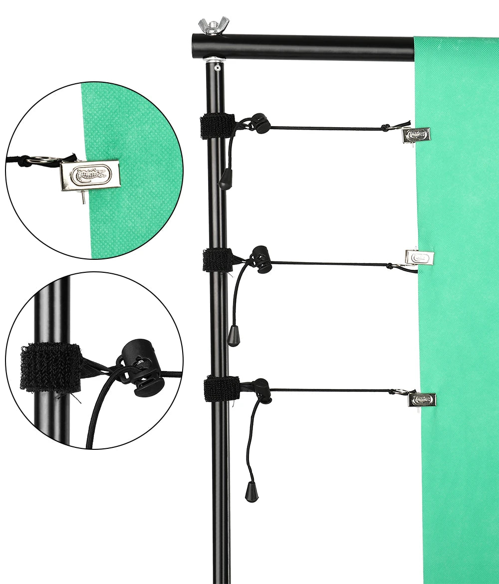Soporte de fondo para estudio de vídeo y fotografía de 2,6x3M/8,5x10 pies, sistema de soporte de fondo telescópico ajustable con bolsa de transporte