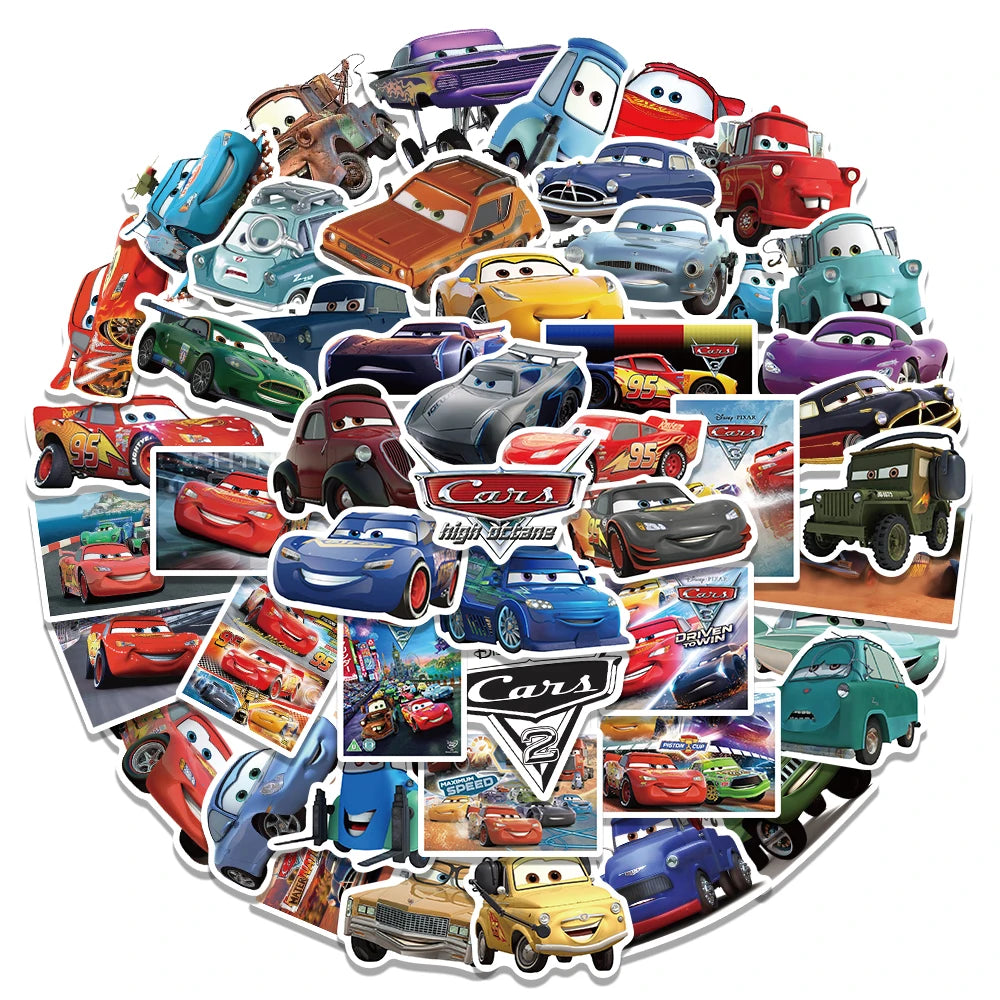 10/30/50 Uds. Disney coches de dibujos animados relámpago McQueen pegatinas monopatín DIY nevera motocicleta equipaje coche pegatina impermeable juguete