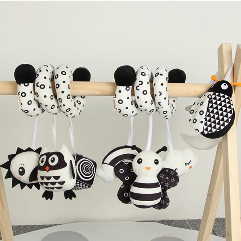Sonajero de peluche sensorial para bebé, cochecito de juguete, juguetes colgantes móviles musicales, sonajeros móviles para bebés, juegos para recién nacidos de 0 a 6 y 12 meses