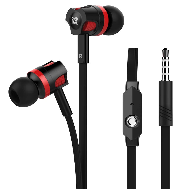 Auriculares Extra Bass con cable, auriculares de 3,5mm con micrófono, estilo fideos, auriculares deportivosки para Samsung