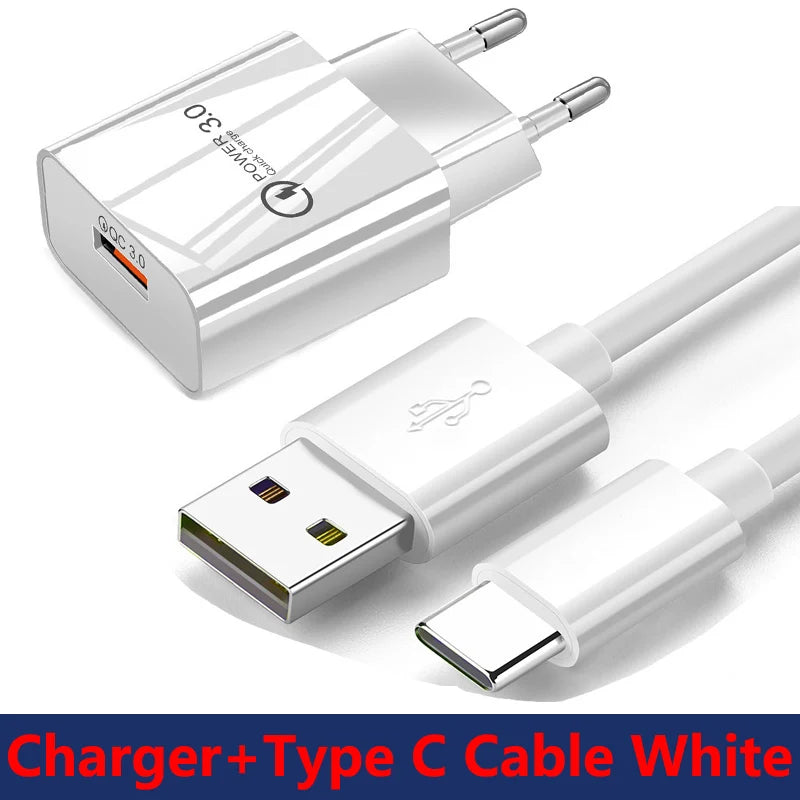 Cargador rápido para Huawei Mate 40 30 20 Pro P50 P40 P30 P20 Xiaomi Redmi Note 10 9 8 Pro 8T 9T 8A 6A Cable tipo C de cargador rápido