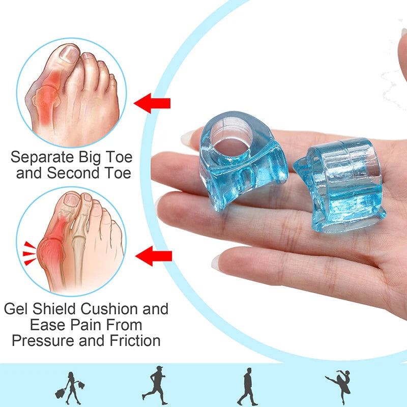 Separador de dedos de los pies de Gel azul, herramienta para el cuidado de los pies, alisador de juanetes de silicona, Protector de juanete Hallux Valgus, alineación, 2 uds.