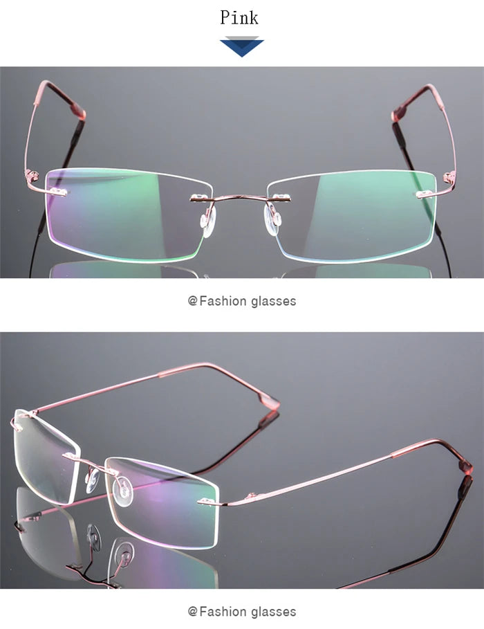 Gafas para miopía sin marco para hombre y mujer, lentes superelásticas con revestimiento verde, montura ultraligera, sin montura, 1,0-1,5-2,0 To-5,5