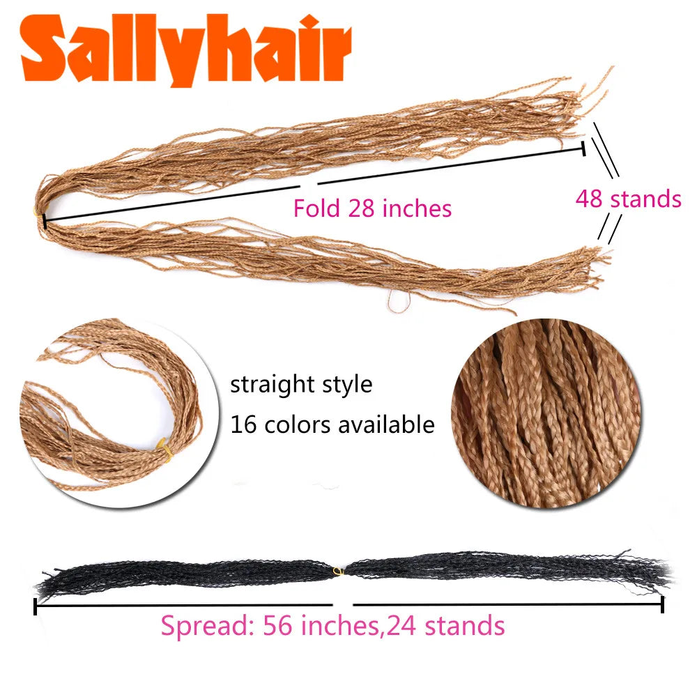 Sallyhair-trenzas sintéticas Zizi Box, trenzas delgadas de ganchillo, cabello Eunice, extensiones de cabello trenzado Zizi de colores, cabello marrón y negro
