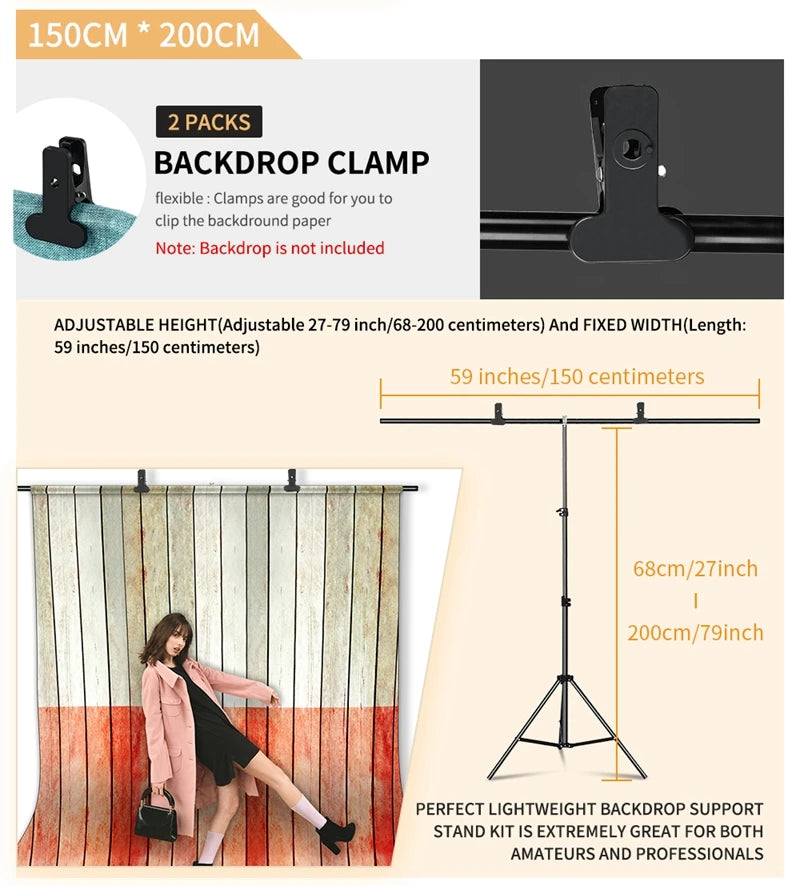 Fotografía en forma de T telón de fondo soporte marco sistema de soporte Kit para estudio fotográfico vídeo Chroma Key pantalla verde con soporte