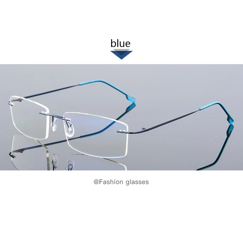 Gafas para miopía sin marco para hombre y mujer, lentes superelásticas con revestimiento verde, montura ultraligera, sin montura, 1,0-1,5-2,0 To-5,5