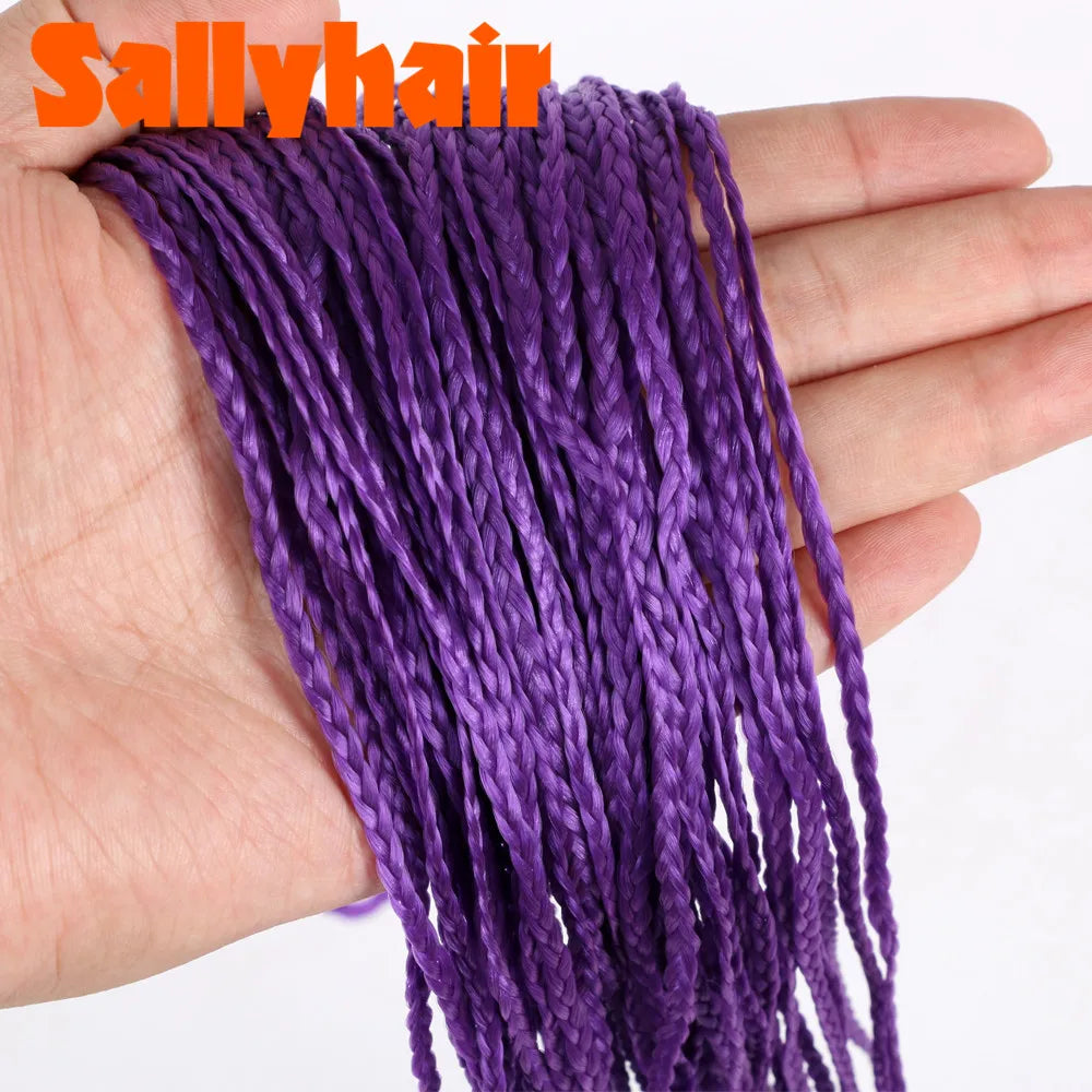 Sallyhair-trenzas sintéticas Zizi Box, trenzas delgadas de ganchillo, cabello Eunice, extensiones de cabello trenzado Zizi de colores, cabello marrón y negro