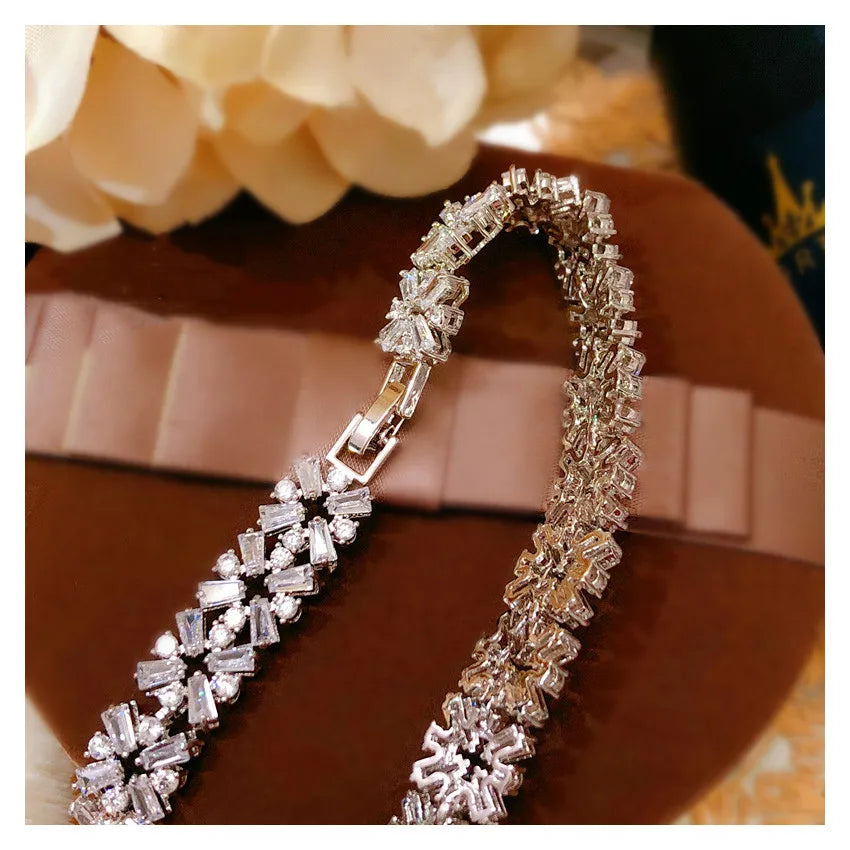 Conjuntos de joyería nupcial para mujer, pendientes de gota de aguja de plata S925, collares, colgantes, corona, boda, accesorios de circonita cúbica