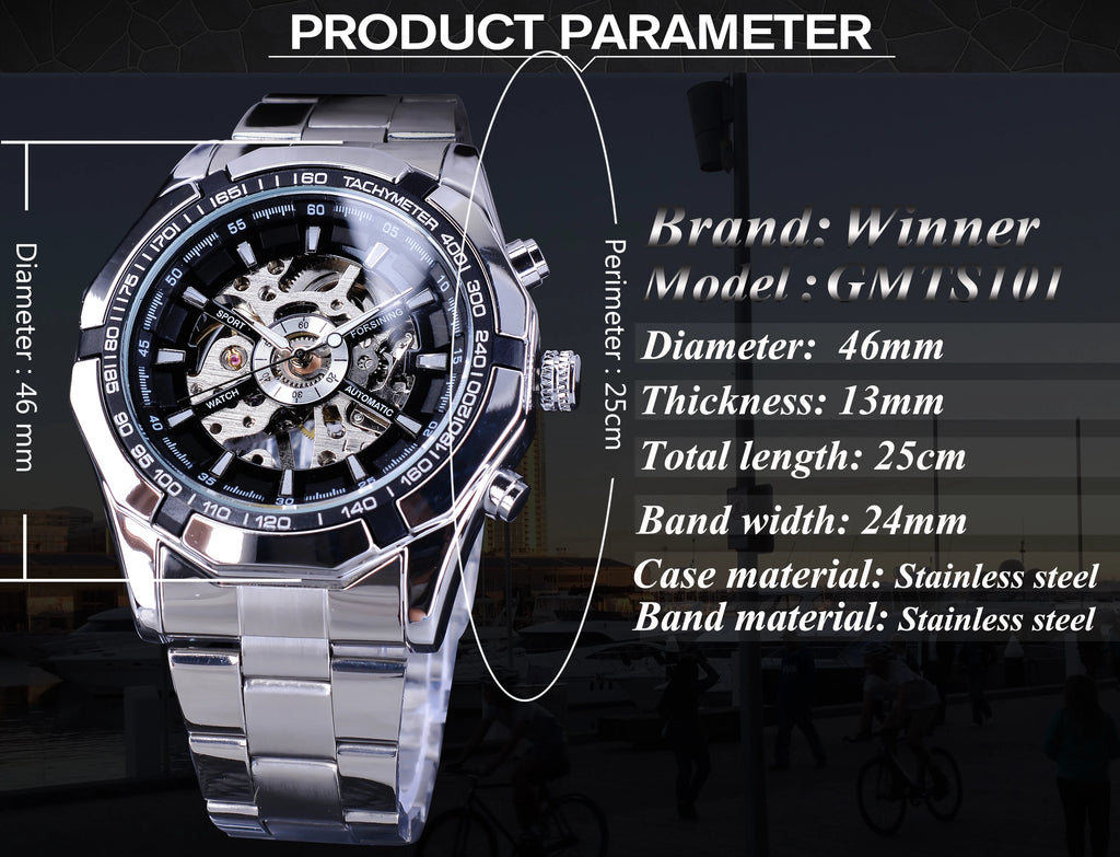 Forsining-Reloj de acero inoxidable 2021 para hombre, accesorio masculino de pulsera resistente al agua con esqueleto, de marca superior de lujo, transparente, deportivo