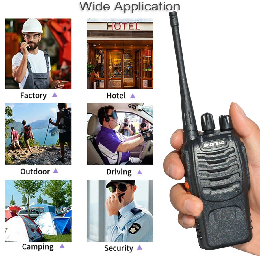 2 uds Baofeng BF 888S Walkie Talkie UHF BF888S transceptor de Radio portátil de jamón bidireccional de largo alcance para receptor de Hotel de caza