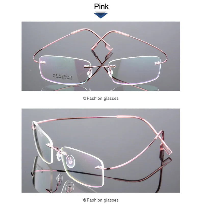 Gafas para miopía sin marco para hombre y mujer, lentes superelásticas con revestimiento verde, montura ultraligera, sin montura, 1,0-1,5-2,0 To-5,5