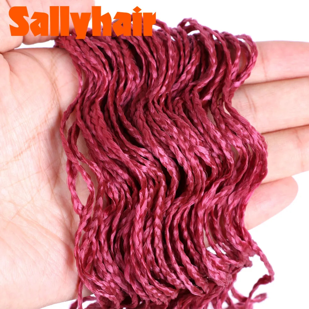 Sallyhair-trenzas sintéticas Zizi Box, trenzas delgadas de ganchillo, cabello Eunice, extensiones de cabello trenzado Zizi de colores, cabello marrón y negro