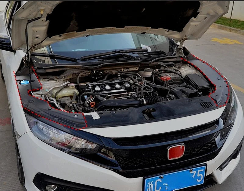 Cubierta de guardabarros del compartimento del motor, accesorios de decoración a prueba de polvo, ABS, para Honda Civic 10, 2016 +
