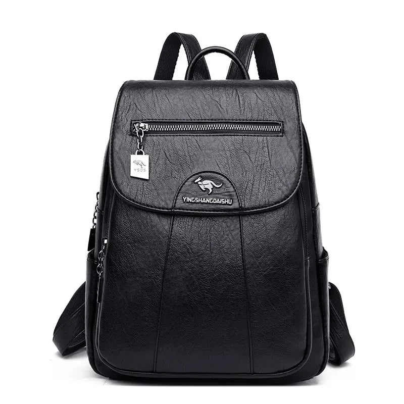Mochila De cuero suave para mujer, bolso escolar de gran capacidad, de alta calidad, para viaje y ocio, 6 colores, color negro, novedad de 2024