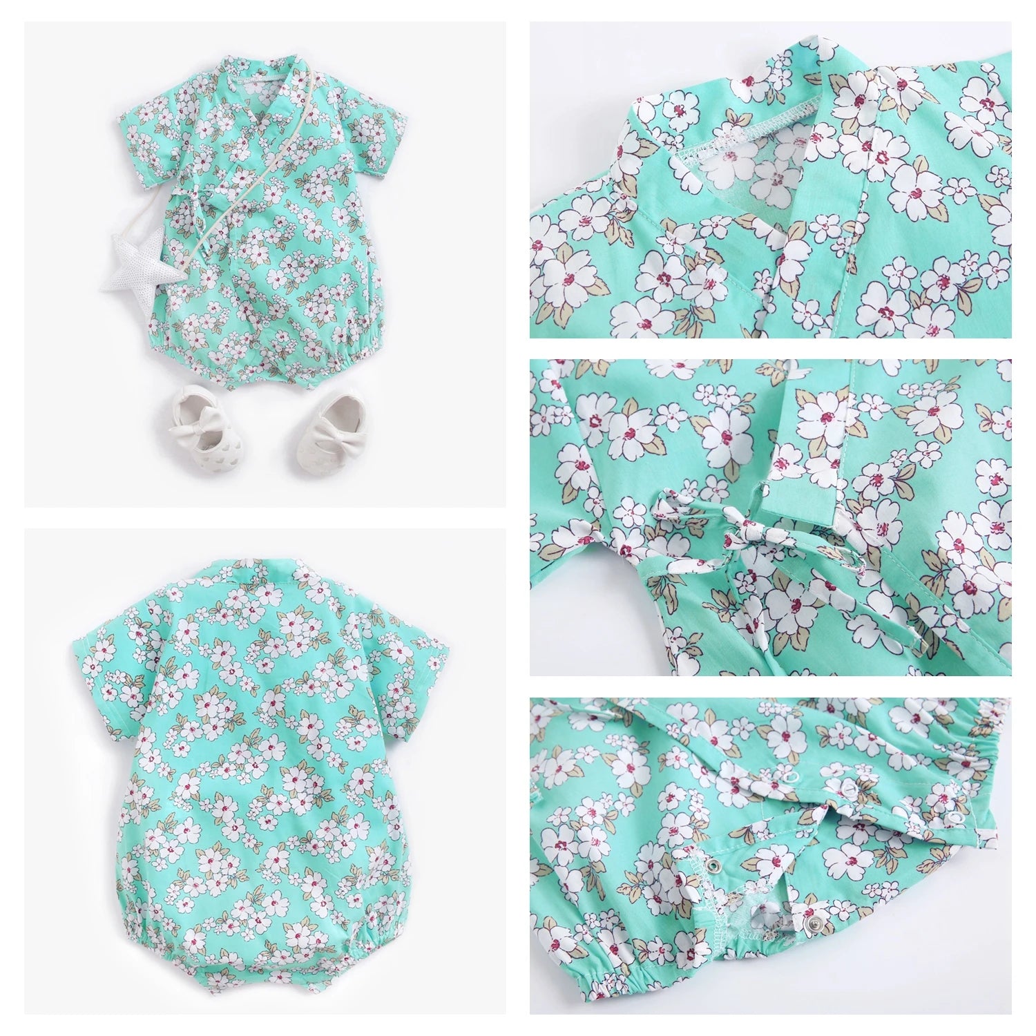 Sanlutoz-monos florales para niñas, ropa de algodón para bebés, monos bonitos para bebés recién nacidos, manga corta