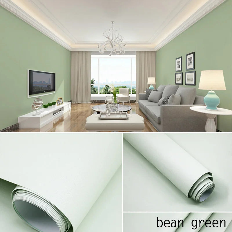 Papel tapiz impermeable de Color sólido, autoadhesivo para habitación, armario blanco y negro, pegatina de pared mate para muebles de cocina, ancho personalizable
