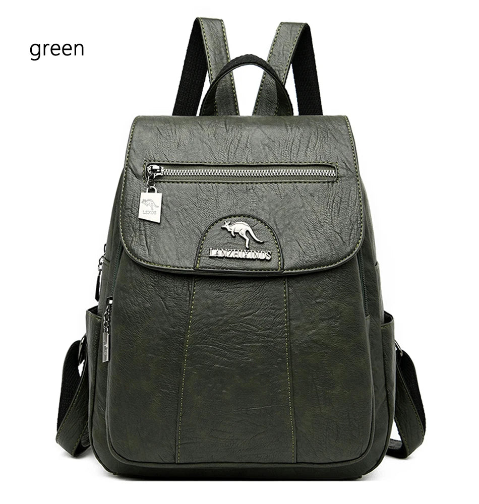 Mochila De cuero suave para mujer, bolso escolar de gran capacidad, de alta calidad, para viaje y ocio, 6 colores, color negro, novedad de 2024