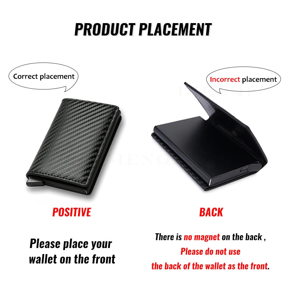 Cartera de aluminio Rfid para hombre, tarjeteros, monedero de fibra de carbono para hombre, cartera inteligente delgada de negocios, tarjetero de crédito, funda, soporte para notas