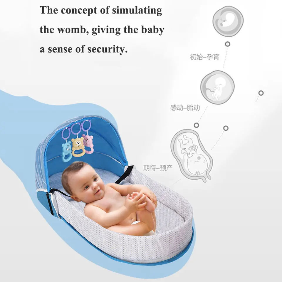 Nido de bebé de viaje multifunción, cuna portátil, plegable, para dormir, con Mosquito