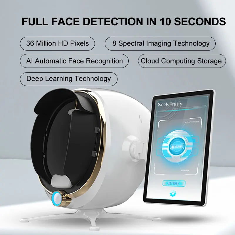 Escáner de piel 3D, analizador Facial, máquina de Monitor, espejo mágico, prueba portátil, Detector en inglés, análisis de prueba de cámara Facial