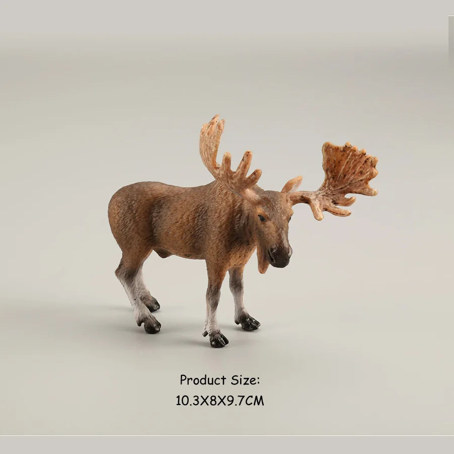 Juego de figuritas de ciervo de alce de simulación, juguete de Cervatillo de cola blanca, modelo de Animal del bosque, figuras familiares, juguetes Toppers de pastel