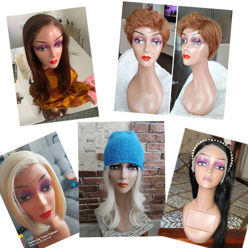 Soporte de cabeza de maniquí barato, maniquí de peluca realista, cabeza de maniquí sin hombros, cabeza de exhibición de maniquí, soporte de exhibición eléctrico