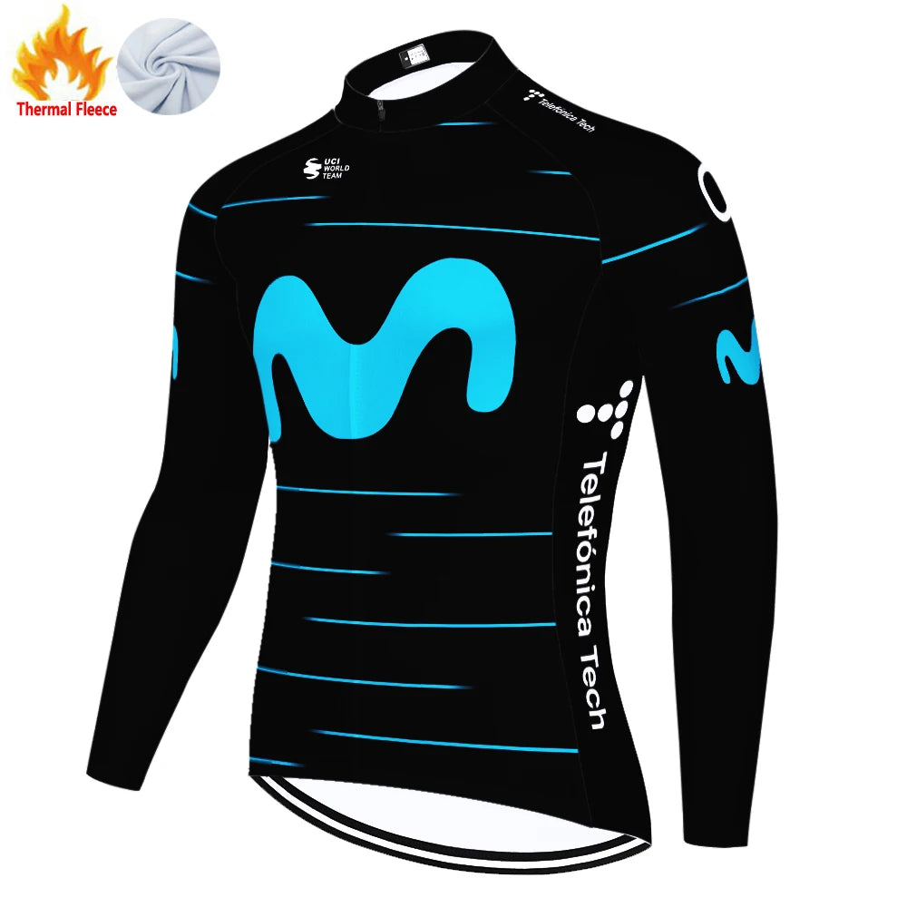 Nuevo invierno Movistar ciclismo jersey 2026 protear hombres manga larga bicicleta invierno maillot cyclisme homme