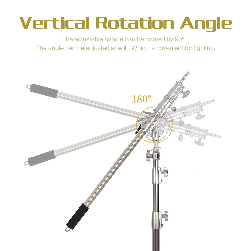 Kit de soporte C de acero inoxidable, soporte de luz con bolsa de peso, accesorios de estudio fotográfico, varilla de extensión, brazo cruzado de 2,49 M de longitud