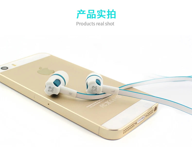 Auriculares Extra Bass con cable, auriculares de 3,5mm con micrófono, estilo fideos, auriculares deportivosки para Samsung