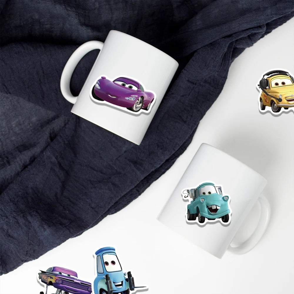 10/30/50 Uds. Disney coches de dibujos animados relámpago McQueen pegatinas monopatín DIY nevera motocicleta equipaje coche pegatina impermeable juguete