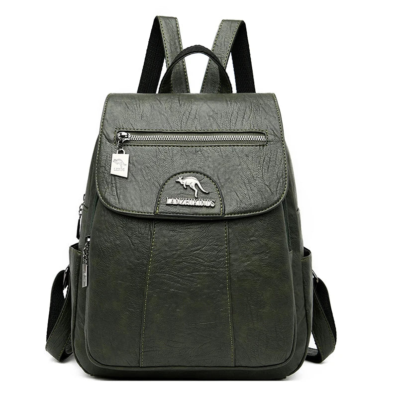 Mochila De cuero suave para mujer, bolso escolar de gran capacidad, de alta calidad, para viaje y ocio, 6 colores, color negro, novedad de 2024