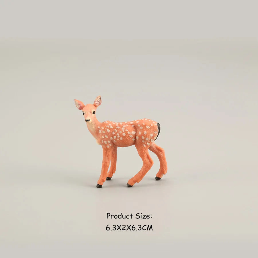 Juego de figuritas de ciervo de alce de simulación, juguete de Cervatillo de cola blanca, modelo de Animal del bosque, figuras familiares, juguetes Toppers de pastel