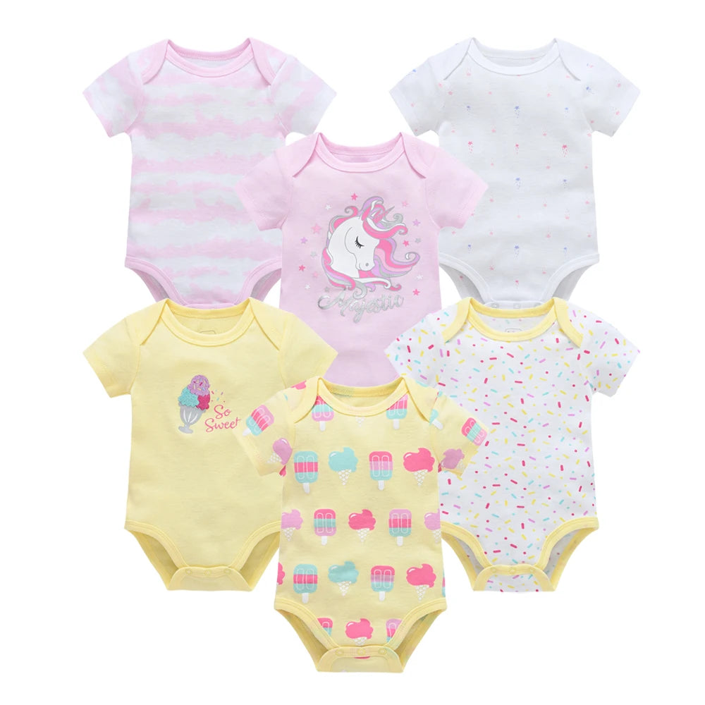 Kavkas, monos para niñas, 6/3 unidades/lote, ropa de algodón de verano para bebés, ropa de manga corta para recién nacidos, ropa para bebés de 0 a 3 meses