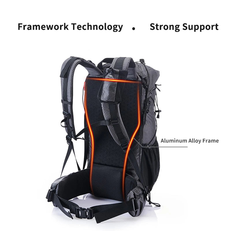 Naturehike 60L + 5LCamping senderismo escalada mochilas Piggyback transpirable ligero alrededor de 1160g con diseño de cubierta de lluvia