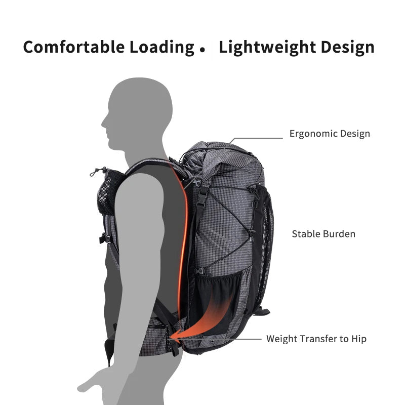 Naturehike 60L + 5LCamping senderismo escalada mochilas Piggyback transpirable ligero alrededor de 1160g con diseño de cubierta de lluvia