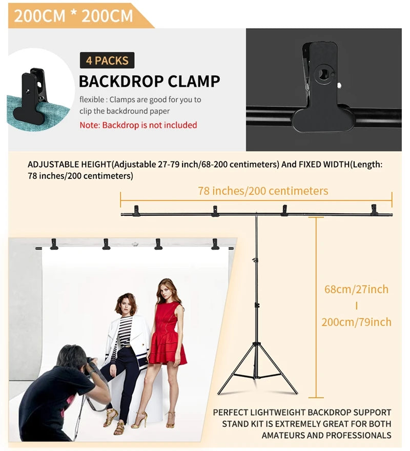 Fotografía en forma de T telón de fondo soporte marco sistema de soporte Kit para estudio fotográfico vídeo Chroma Key pantalla verde con soporte