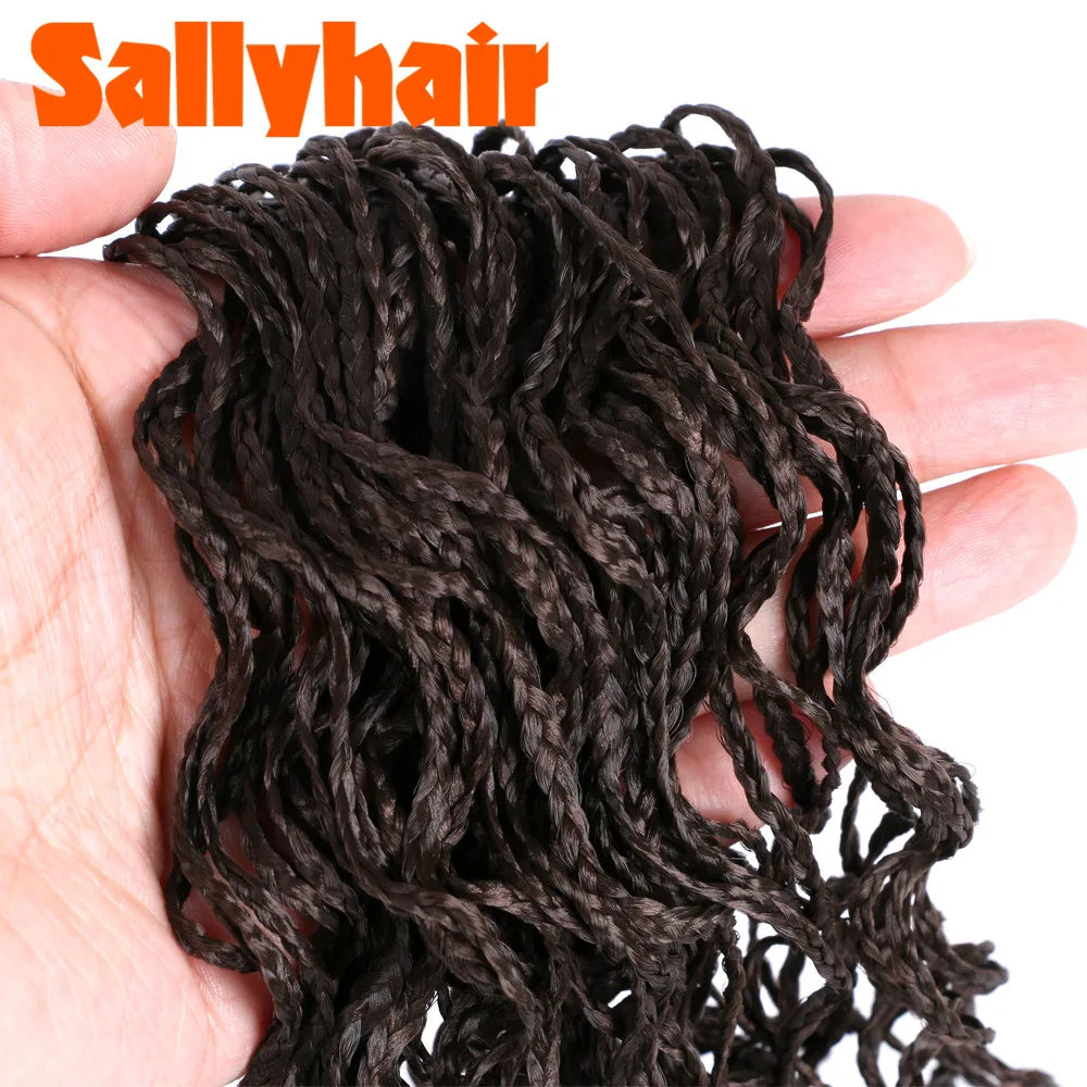 Sallyhair-trenzas sintéticas Zizi Box, trenzas delgadas de ganchillo, cabello Eunice, extensiones de cabello trenzado Zizi de colores, cabello marrón y negro