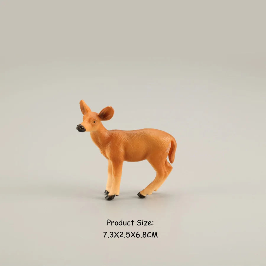 Juego de figuritas de ciervo de alce de simulación, juguete de Cervatillo de cola blanca, modelo de Animal del bosque, figuras familiares, juguetes Toppers de pastel