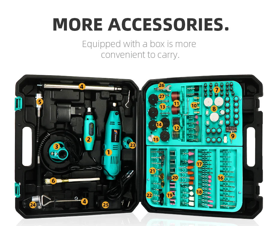 Tungfull-Mini taladro eléctrico, accesorios de brocas, herramientas de carpintería, velocidad Variable, herramienta rotativa eléctrica, Mini amoladora de taladro