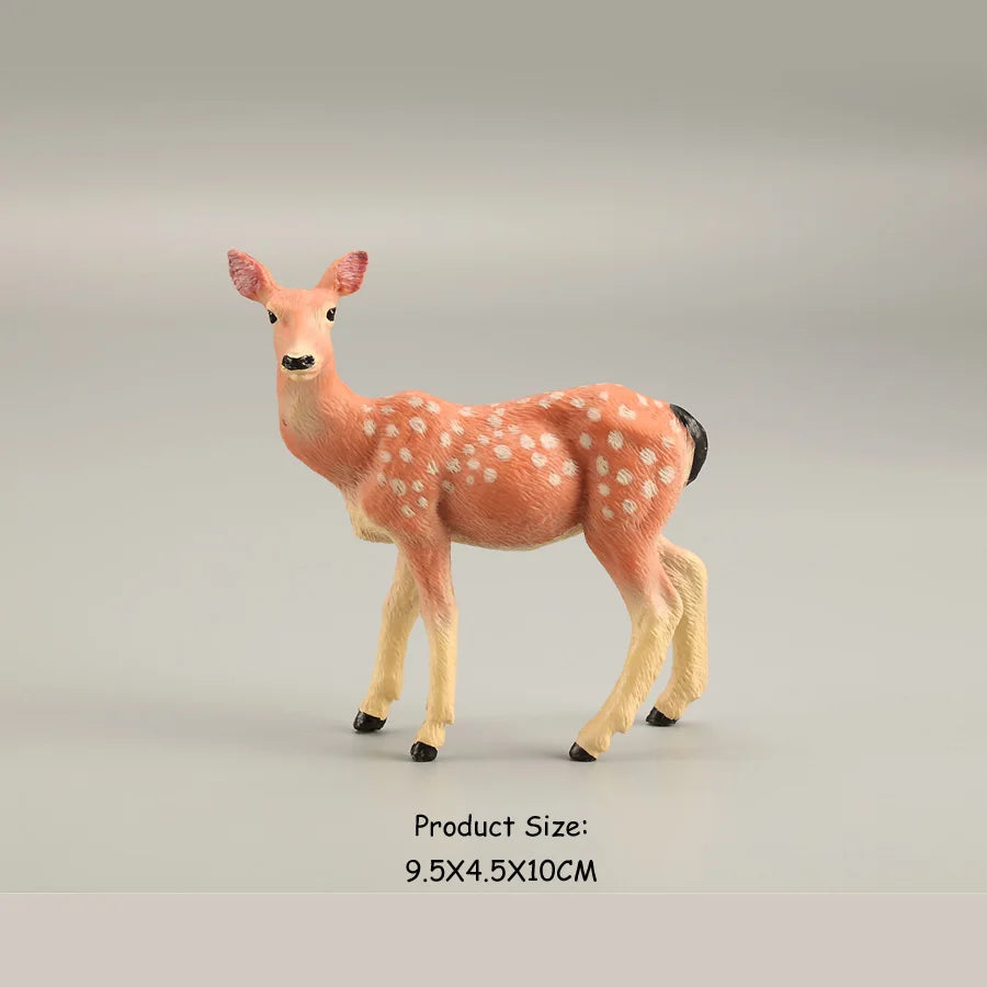 Juego de figuritas de ciervo de alce de simulación, juguete de Cervatillo de cola blanca, modelo de Animal del bosque, figuras familiares, juguetes Toppers de pastel
