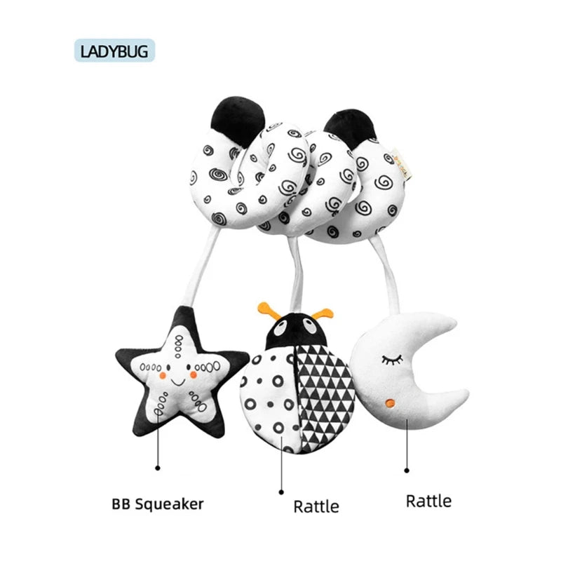 Sonajero de peluche sensorial para bebé, cochecito de juguete, juguetes colgantes móviles musicales, sonajeros móviles para bebés, juegos para recién nacidos de 0 a 6 y 12 meses